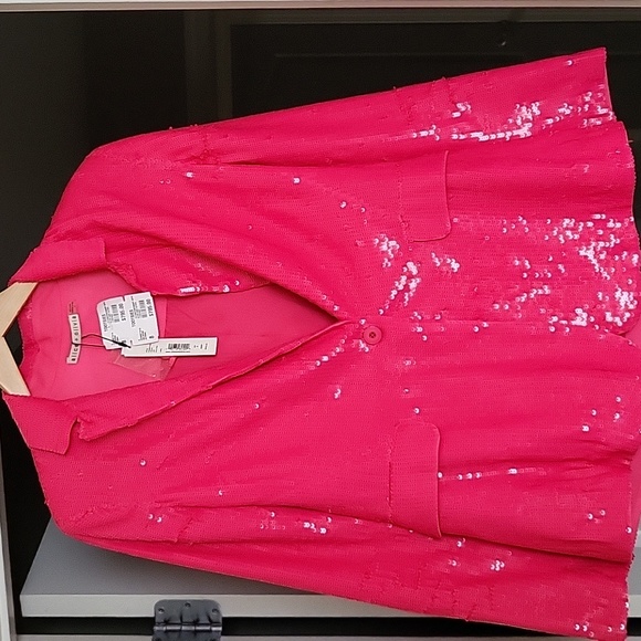 Alice and Olivia Wild Pink Sequence Blazer - Picture 1 of 4